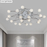 Minimalist Crystal Globe Semi Flush Ceiling Lamp In Chrome - 12/16/20 - Bulb Close To Light For