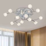 Minimalist Crystal Globe Semi Flush Ceiling Lamp In Chrome - 12/16/20 - Bulb Close To Light For