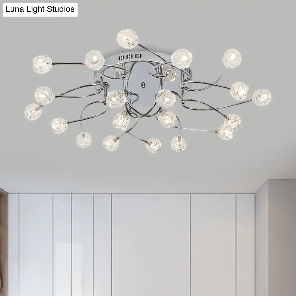 Minimalist Crystal Globe Semi Flush Ceiling Lamp In Chrome - 12/16/20 - Bulb Close To Light For