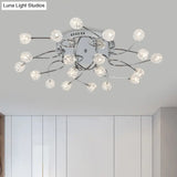 Minimalist Crystal Globe Semi Flush Ceiling Lamp In Chrome - 12/16/20 - Bulb Close To Light For