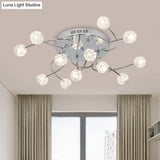 Minimalist Crystal Globe Semi Flush Ceiling Lamp In Chrome - 12/16/20 - Bulb Close To Light For