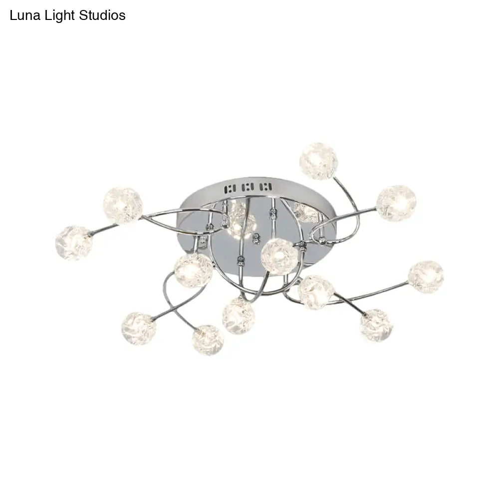 Minimalist Crystal Globe Semi Flush Ceiling Lamp In Chrome - 12/16/20 - Bulb Close To Light For