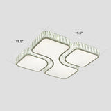 Minimalist Crystal Led Ceiling Flush Light For Bedroom - White Square Mount Lamp / 19.5’
