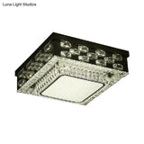 Minimalist Crystal Led Ceiling Light: Round/Square Flush Mount In Warm/White Light Chrome Finish