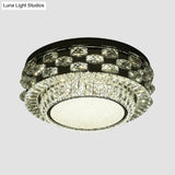 Minimalist Crystal Led Ceiling Light: Round/Square Flush Mount In Warm/White Light Chrome Finish