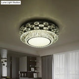 Minimalist Crystal Led Ceiling Light: Round/Square Flush Mount In Warm/White Light Chrome Finish