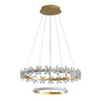 Minimalist Crystal Led Chandelier With Gold Finish & Metal Ring