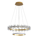 Minimalist Crystal Led Chandelier With Gold Finish & Metal Ring