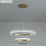 Minimalist Crystal Led Chandelier With Gold Finish & Metal Ring