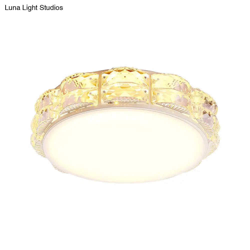Minimalist Crystal Led Flush Lamp In Black/White