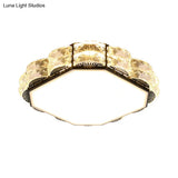 Minimalist Crystal Led Flush Lamp In Black/White