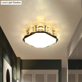 Minimalist Crystal Led Flush Lamp In Black/White