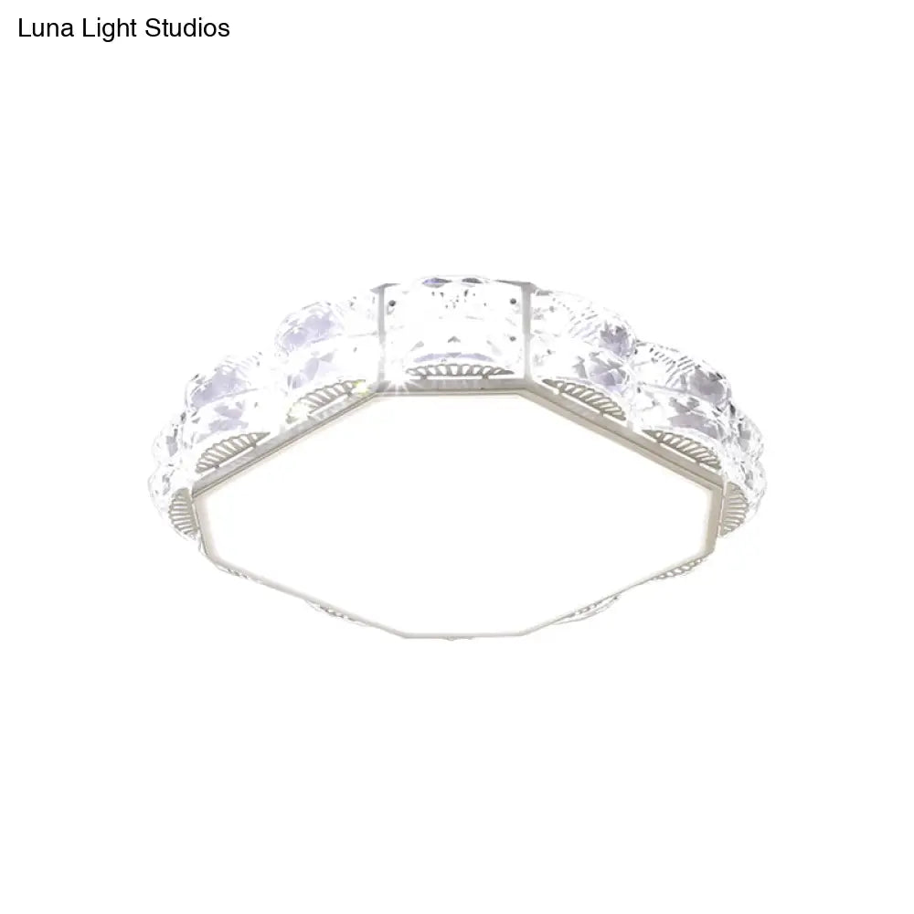 Minimalist Crystal Led Flush Lamp In Black/White