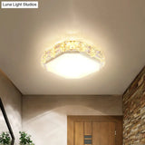 Minimalist Crystal Led Flush Lamp In Black/White