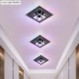Minimalist Crystal Led Flush Mount Ceiling Lamp - Square Shape With Tan/Black Finish Warm/White