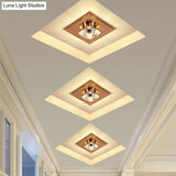 Minimalist Crystal Led Flush Mount Ceiling Lamp - Square Shape With Tan/Black Finish Warm/White