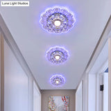 Minimalist Crystal Led Flush Mount Ceiling Light With Floral Design - Ideal For Foyer Clear Lamp