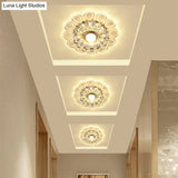 Minimalist Crystal Led Flush Mount Ceiling Light With Floral Design - Ideal For Foyer Clear Lamp