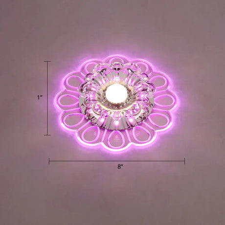 Minimalist Crystal Led Flush Mount Ceiling Light With Floral Design - Ideal For Foyer Clear Lamp /