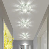 Minimalist Crystal Led Flush Mount Fixture For Hallway – Clear Flower Lighting / 5.5’ White