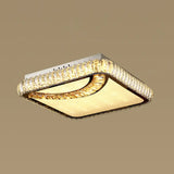Minimalist Crystal Led Flush Mount Fixture With Stainless - Steel Geometric Design / Third Gear C