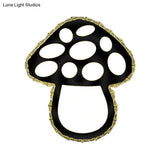 Minimalist Crystal Led Mushroom Wall Sconce In Black - Bedside Surface Mount Lighting 2 Color Light