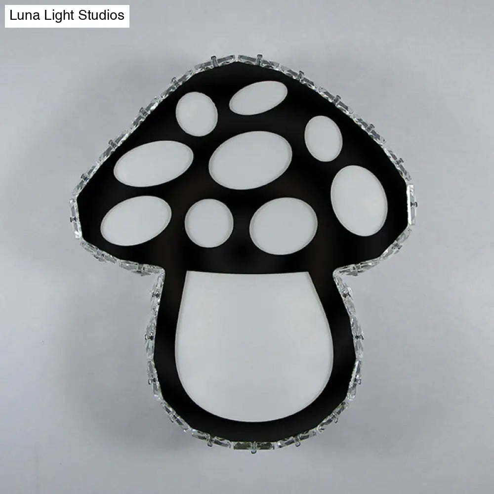 Minimalist Crystal Led Mushroom Wall Sconce In Black - Bedside Surface Mount Lighting 2 Color Light