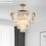 Minimalist Crystal Pendant Chandelier - Black/Gold Adjustable & 6/9/15-Light Options