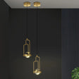 Minimalist Crystal Pendant Lamp With Gold Frame And Rectangle Design