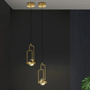 Minimalist Crystal Pendant Lamp With Gold Frame And Rectangle Design
