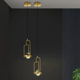 Minimalist Crystal Pendant Lamp With Gold Frame And Rectangle Design