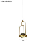 Minimalist Crystal Pendant Lamp With Gold Frame And Rectangle Design