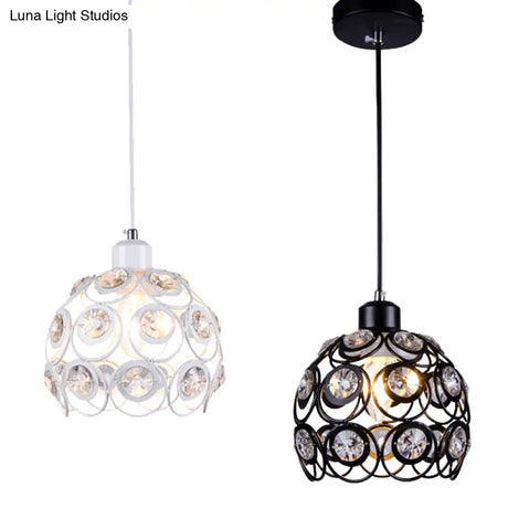 Minimalist Crystal Pendant Lamp With Hollowed-Out Dome Shape