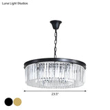 Minimalist Crystal Pendant Light Fixture - Black/Gold Round Design (4/12/16 Bulbs) For Restaurant