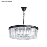 Minimalist Crystal Pendant Light Fixture - Black/Gold Round Design (4/12/16 Bulbs) For Restaurant