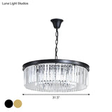 Minimalist Crystal Pendant Light Fixture - Black/Gold Round Design (4/12/16 Bulbs) For Restaurant