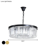 Minimalist Crystal Pendant Light Fixture - Black/Gold Round Design (4/12/16 Bulbs) For Restaurant