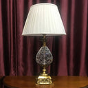 Minimalist Crystal Pineapple Nightstand Light - Gold Table Lamp With Empire Shade