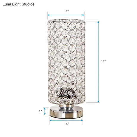 Minimalist Crystal Pole Night Light - Single Chrome Finish Table Lamp For Bedroom
