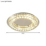 Minimalist Crystal Rectangle Led Chrome Ceiling Fixture - Hoop Flush Mount Light For Bedroom