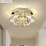 Minimalist Crystal Semi Flush Mount Led Lighting In Stainless Steel For Corridor