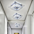 Minimalist Crystal Semi Flush Mount Led Lighting In Stainless Steel For Corridor Stainless-Steel / A