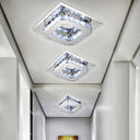Minimalist Crystal Semi Flush Mount Led Lighting In Stainless Steel For Corridor Stainless-Steel / A
