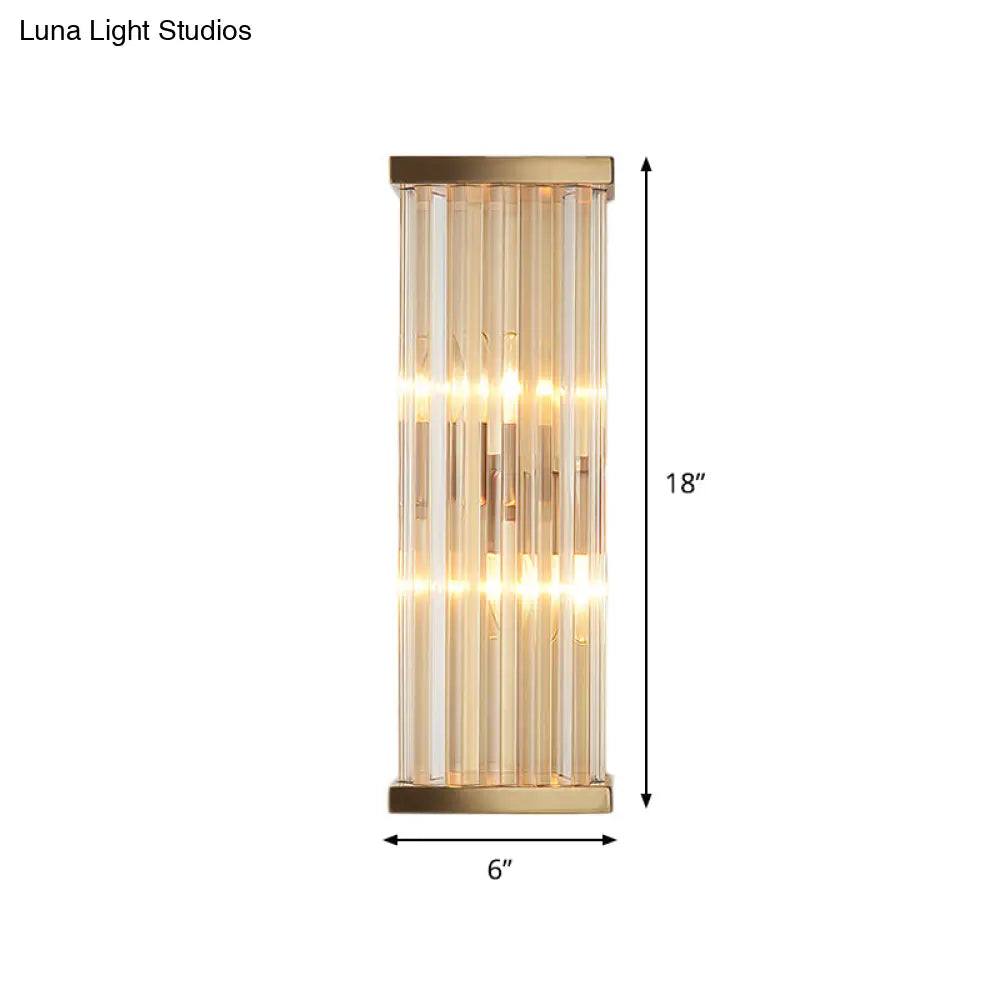 Minimalist Crystal Wall Sconce With 2 Bulbs For Living Room Lighting