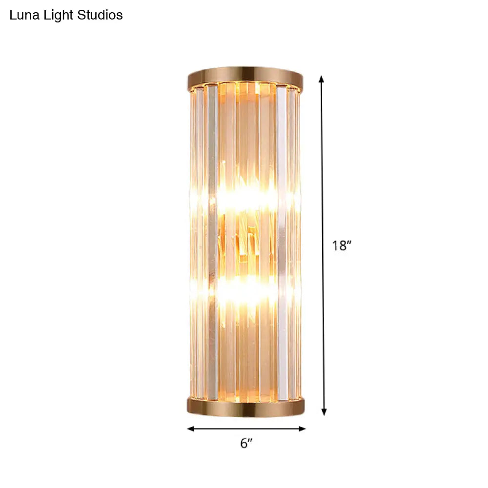 Minimalist Crystal Wall Sconce With 2 Bulbs For Living Room Lighting