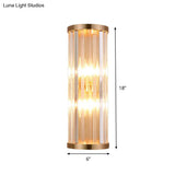 Minimalist Crystal Wall Sconce With 2 Bulbs For Living Room Lighting