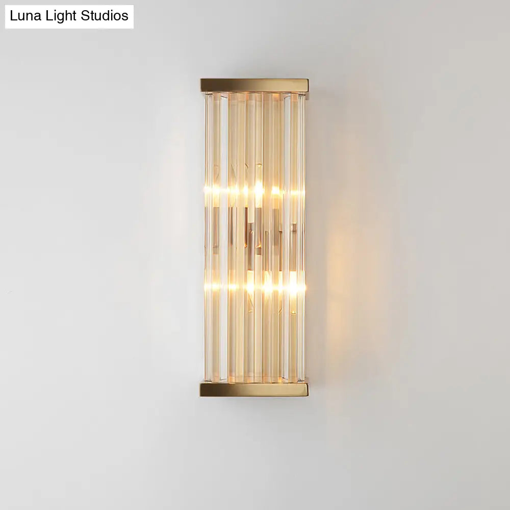 Minimalist Crystal Wall Sconce With 2 Bulbs For Living Room Lighting