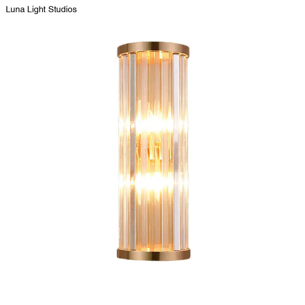 Minimalist Crystal Wall Sconce With 2 Bulbs For Living Room Lighting