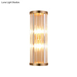 Minimalist Crystal Wall Sconce With 2 Bulbs For Living Room Lighting