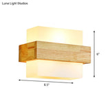 Minimalist Cube Wall Sconce With Opal Glass And Wood Detail